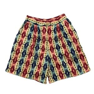 Vintage 90s Cotton Linen Blend High Waisted Southwestern Shorts Size 9 (24”)